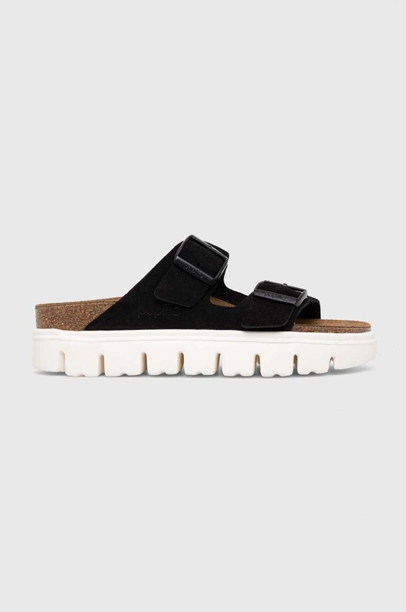 Birkenstock papuci din piele piele întoarsă negru 1023717