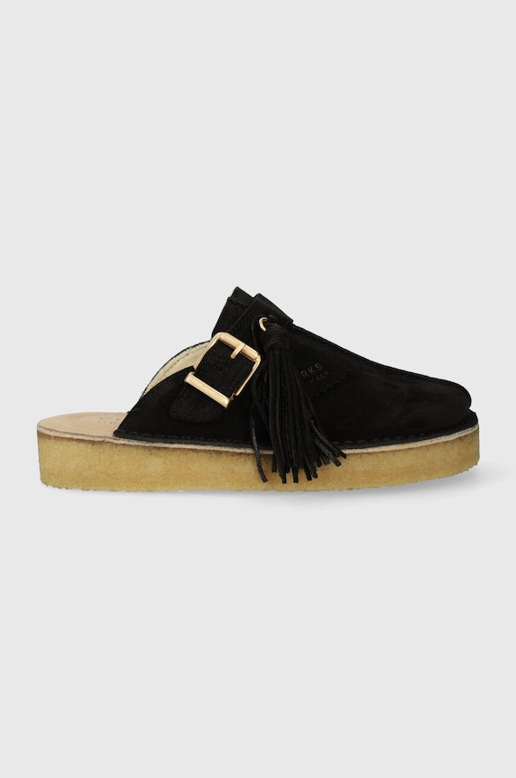 Clarks klapki zamszowe Trek Mule bez obcasa czarny 26168577