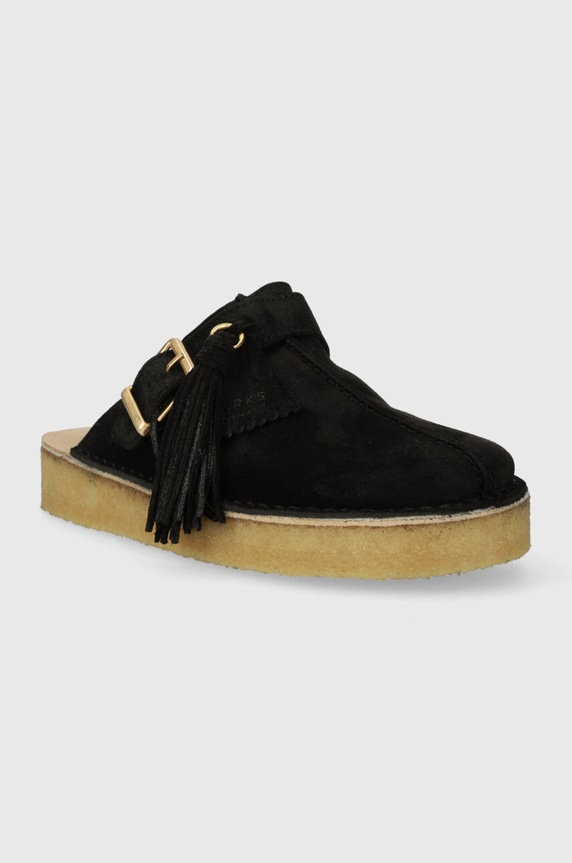Clarks klapki zamszowe Trek Mule 26168577 czarny AW23