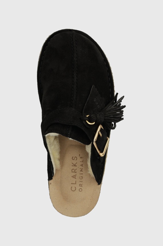 Clarks klapki zamszowe Trek Mule czarny 26168577