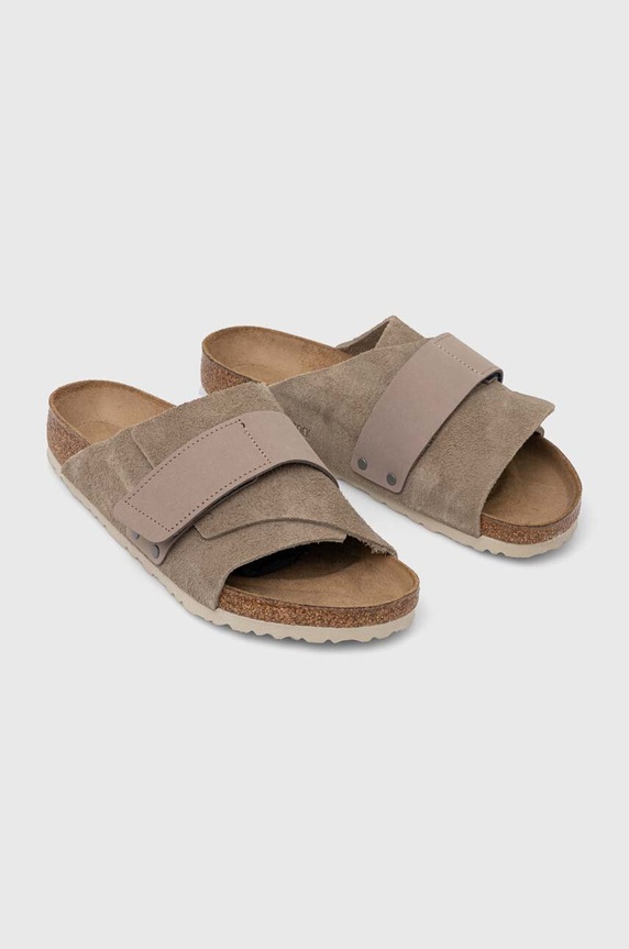 Obuwie Birkenstock klapki zamszowe Kyoto 1015572 beżowy