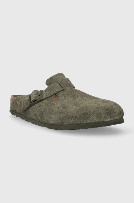 Birkenstock klapki zamszowe Boston 1024721 zielony SS25