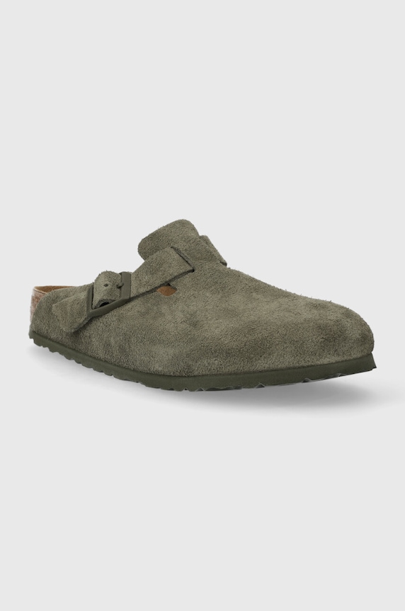 Birkenstock klapki zamszowe Boston 1024721 zielony SS25
