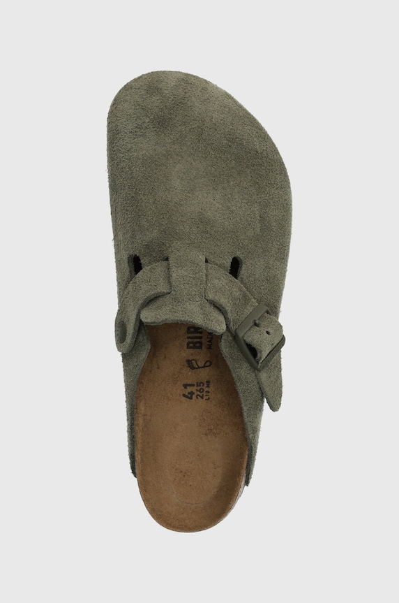 Birkenstock klapki zamszowe Boston zielony 1024721