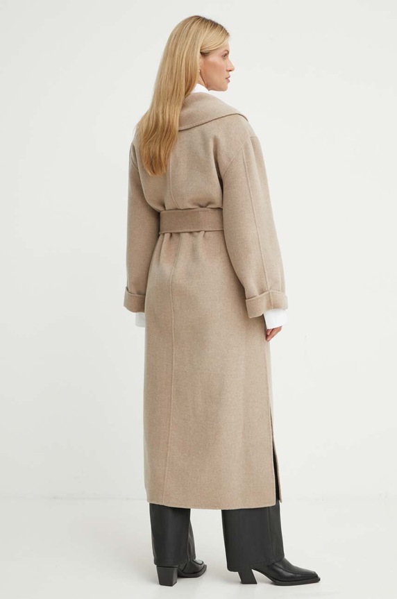 Odzież By Malene Birger płaszcz wełniany Q71360005Z brązowy