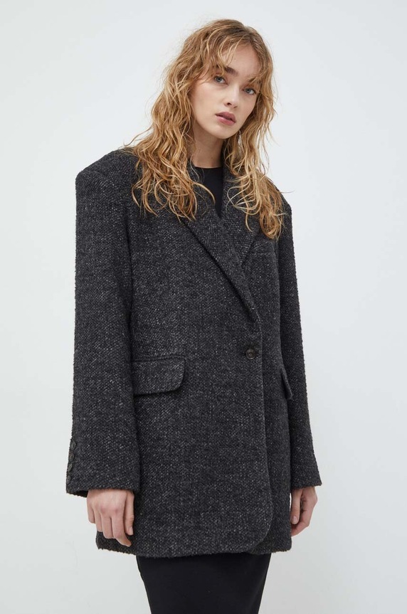 Vlněný kabát Herskind 4902955 šedá AW23