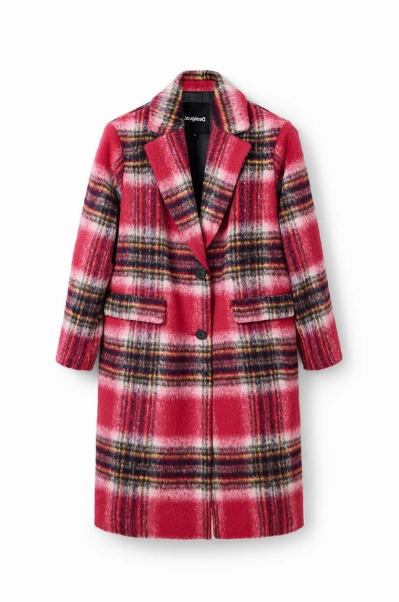 Desigual płaszcz 23WWEWAD WOMAN WOVEN OVERCOAT 23WWEWAD różowy