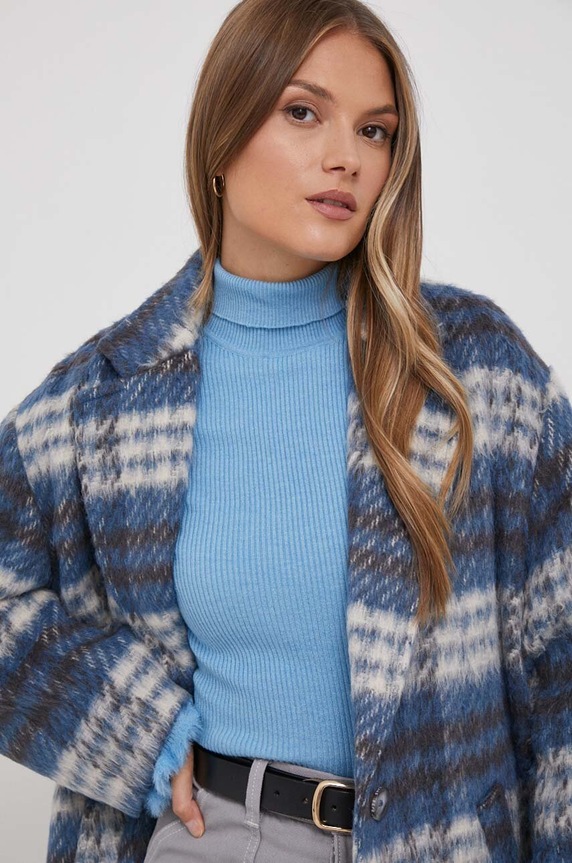 Pepe Jeans płaszcz z domieszką wełny PL402298.0AA niebieski