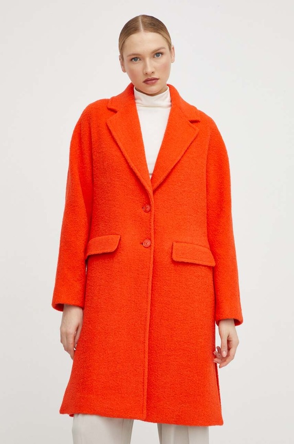 Patrizia Pepe płaszcz wełniany 2O0106.A362 pomarańczowy AW23