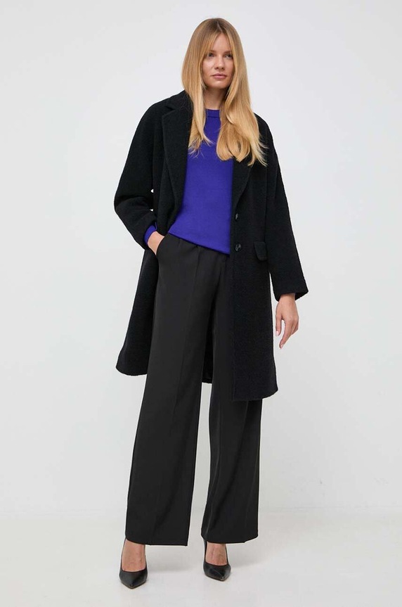 Μάλλινο παλτό Patrizia Pepe 2O0106.A362 μαύρο AW23