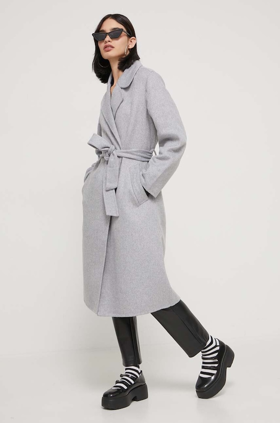 Kaput s primjesom vune Abercrombie & Fitch KI144.3253.908 siva AW23