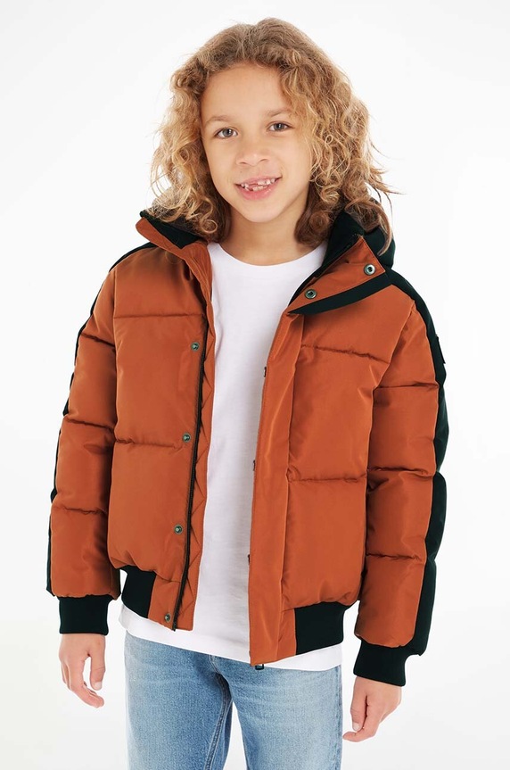 Detská bunda Calvin Klein Jeans zateplené oranžová IB0IB01722.9BYX