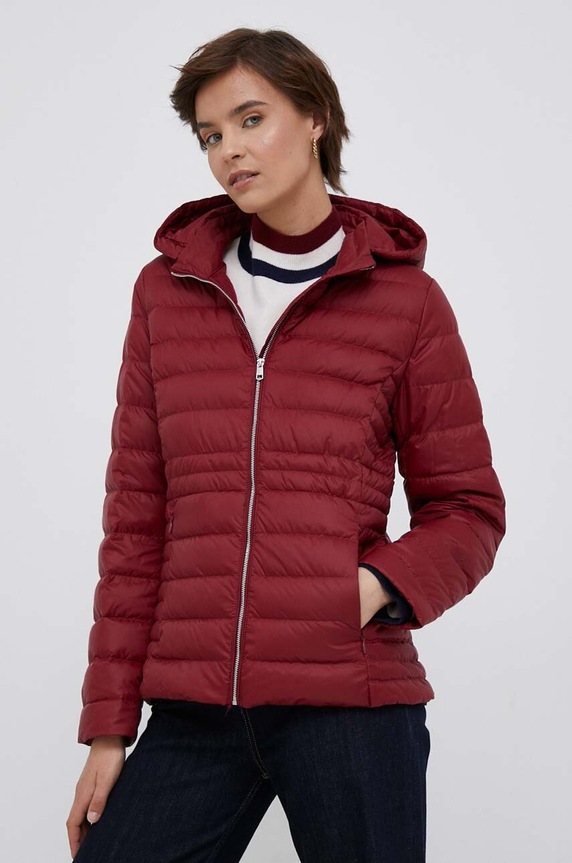 Péřová bunda Tommy Hilfiger burgundské WW0WW41140