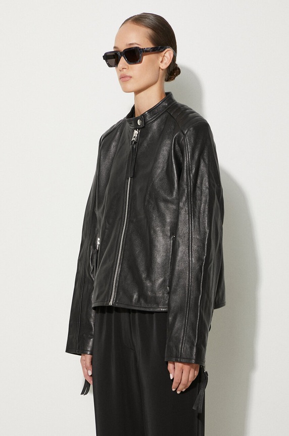 Samsoe Samsoe leather jacket black F23300187