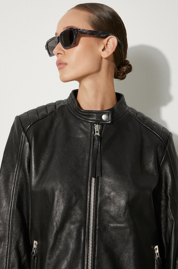 Samsoe Samsoe leather jacket F23300187 black