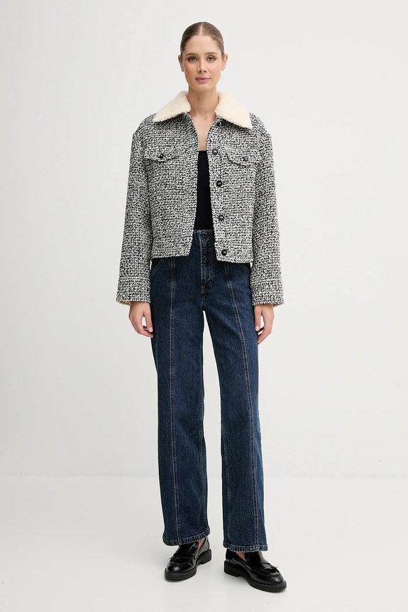United Colors of Benetton jachetă de lână 2I20DN048.902 negru AW23