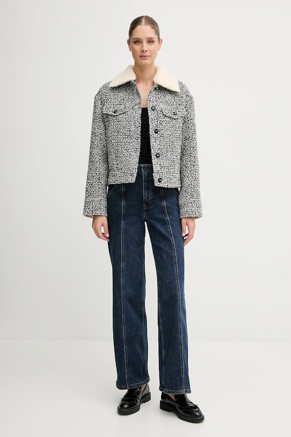 United Colors of Benetton jachetă de lână 2I20DN048.902 negru AW23