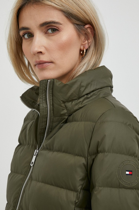 Péřová bunda Tommy Hilfiger zelená WW0WW39746