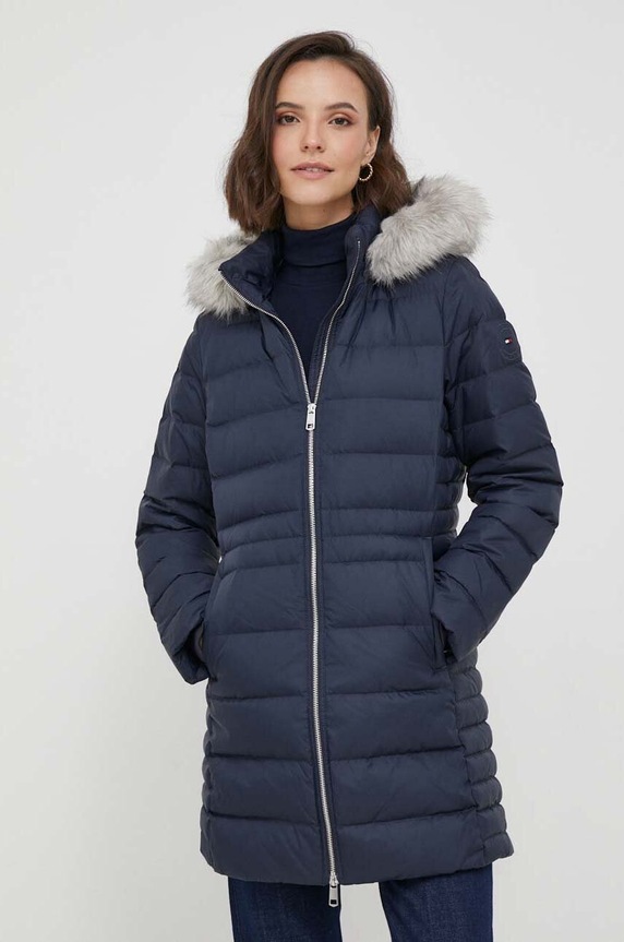 Péřová bunda Tommy Hilfiger přechodné námořnická modř WW0WW39747