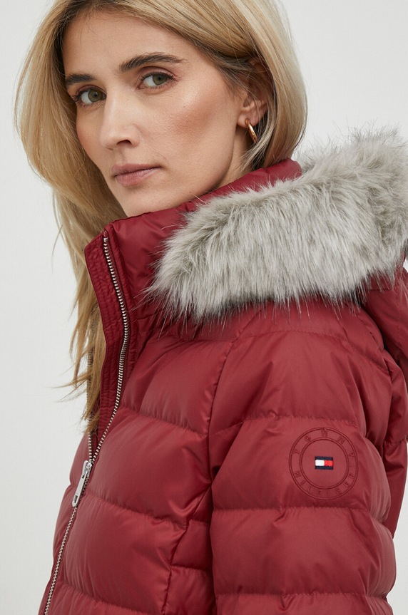Péřová bunda Tommy Hilfiger burgundské WW0WW39747
