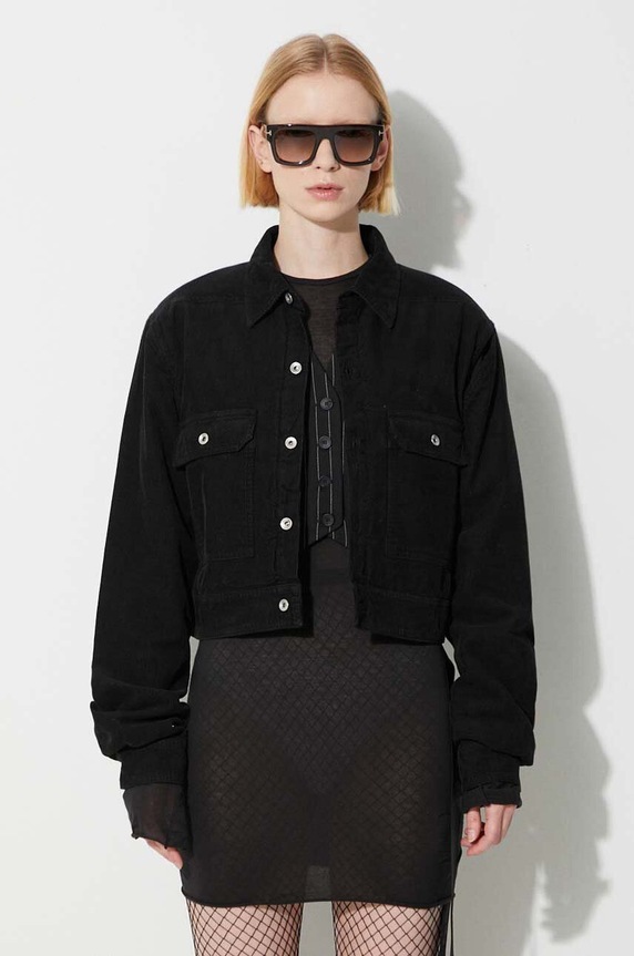 Rick Owens kurtka bez kaptura czarny DS02C5702.MC