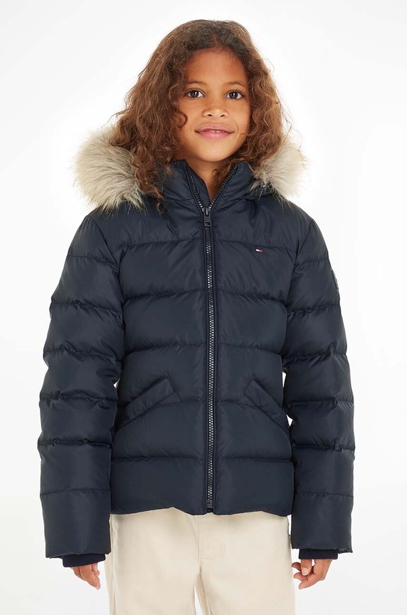 Dětská péřová bunda Tommy Hilfiger s podšívkou námořnická modř KG0KG07399.74.122.9BYX