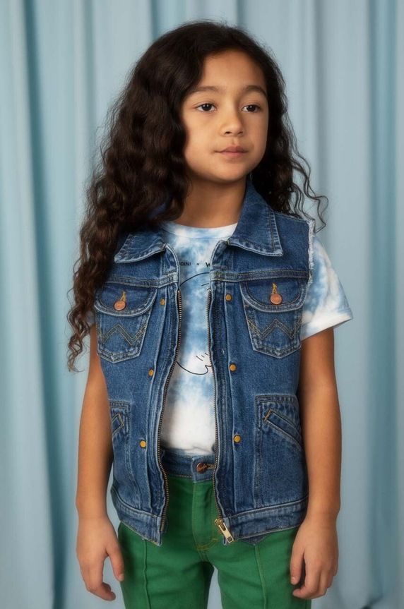 Mini Rodini bezrękawnik jeansowy dziecięcy Mini Rodini x Wrangler 2381010360