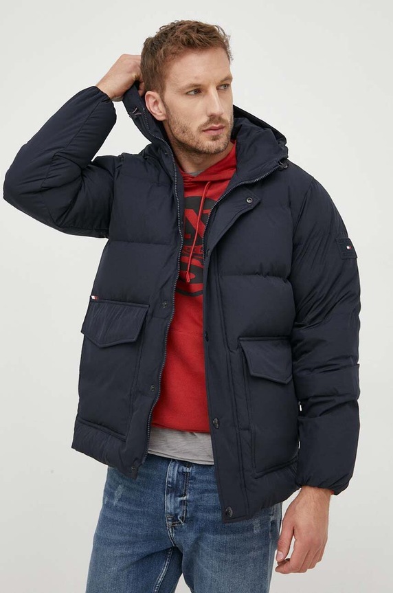 Pernata jakna Tommy Hilfiger Planet friendly mornarsko plava MW0MW33960