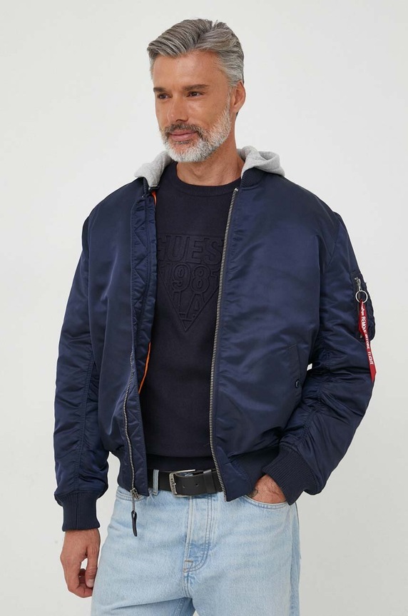 Alpha Industries bomber dzseki MA-1 ZH Back EMB sötétkék 138105.697