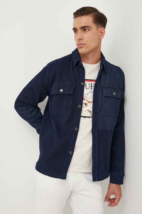 Košulja Guess casual mornarsko plava M3BH39.D53C0