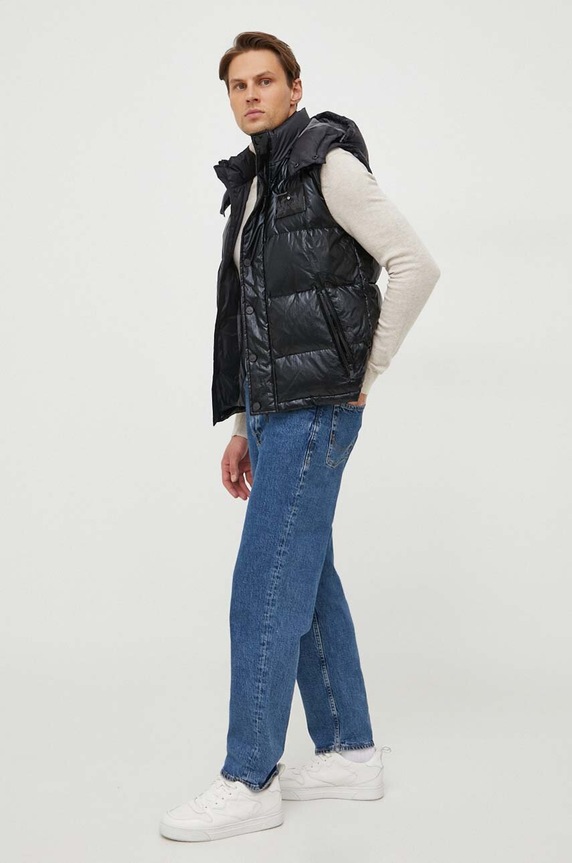La Martina vesta de puf WMO007 negru AW23
