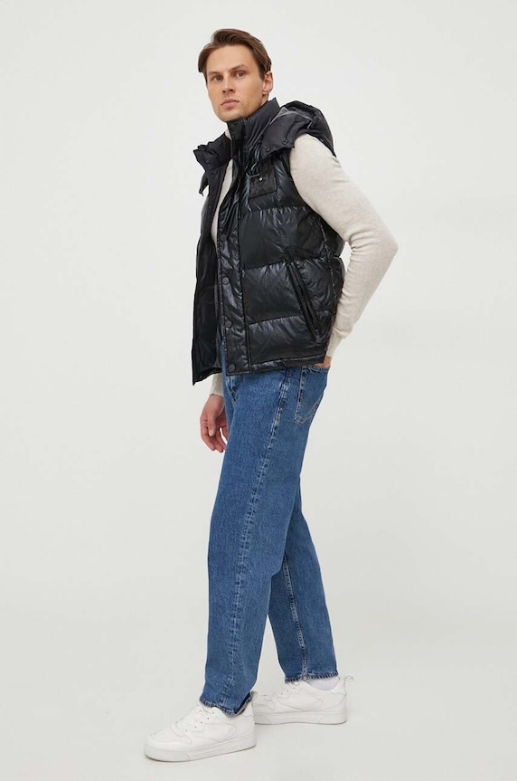 La Martina vesta de puf WMO007 negru AW23