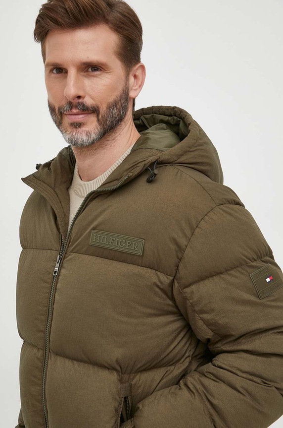 Μπουφάν με επένδυση από πούπουλα Tommy Hilfiger πράσινο MW0MW32786