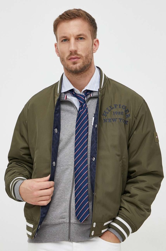 Oboustranná bomber bunda Tommy Hilfiger MW0MW32794 zelená AW23