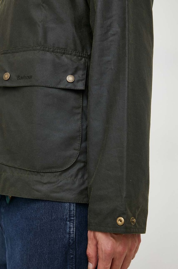 Barbour kurtka bawełniana Short Bedale Wax Jacket zielony MWX2205