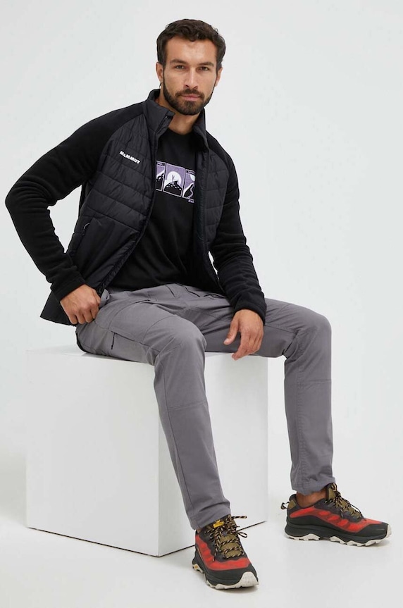 Αθλητική μπλούζα Mammut Innominata ML Hybrid 1014.03550 μαύρο AW25