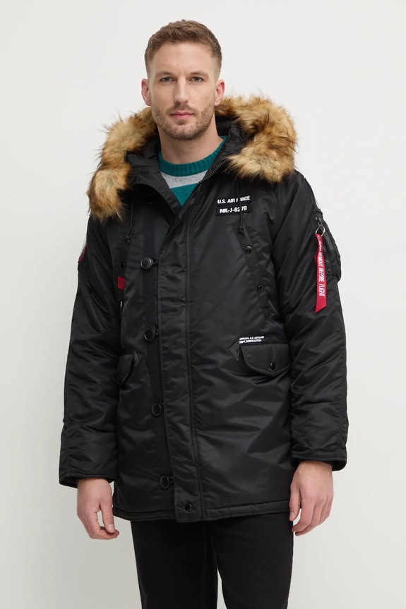 Alpha Industries giacca parka N3B Airborne foderato nero 188141.03