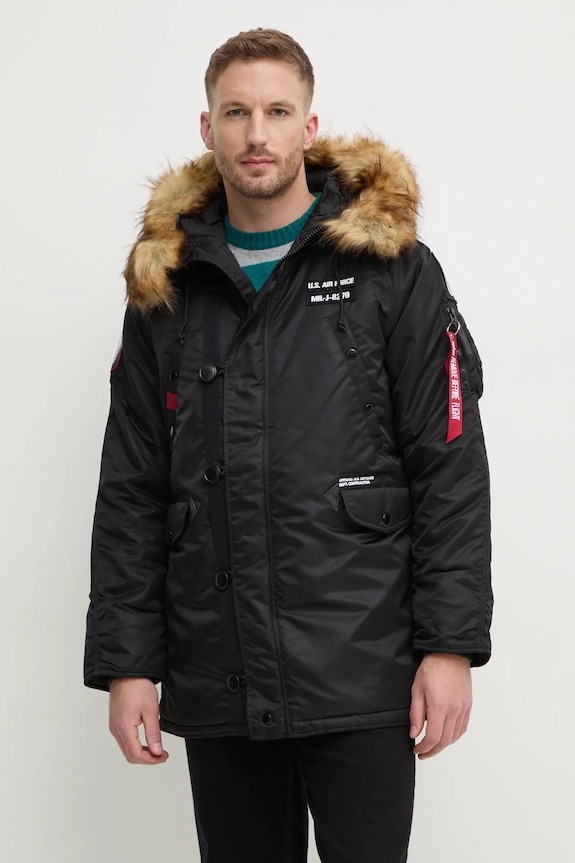 Alpha Industries giacca parka N3B Airborne foderato nero 188141.03
