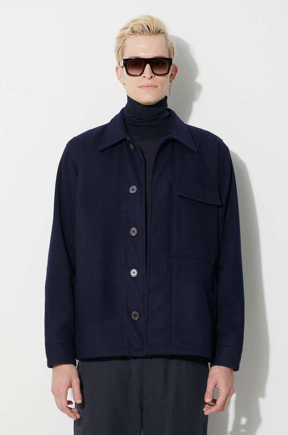 Universal Works gyapjú dzseki Cruiser Jacket nem szigetelt sötétkék 29110