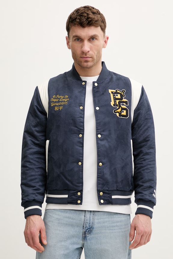 Bunda Puma PUMA X STAPLE Varsity Jacket bomber tmavomodrá 622203