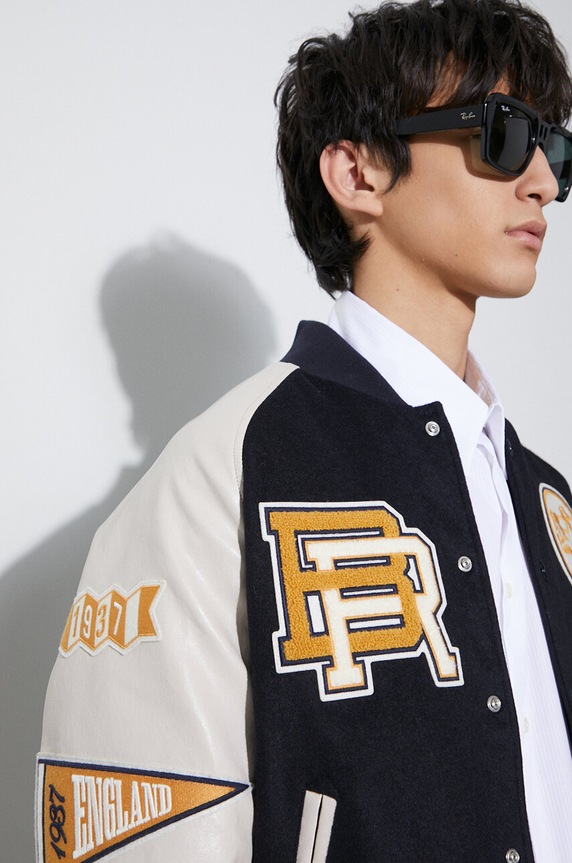 Baracuta kurtka bomber z domieszką wełny Varsity Bomber BRCPS0996