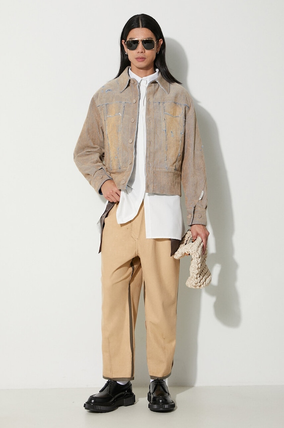 Ader Error giacca in velluto a coste Carid Aging Trucker BMADFWJK1603 beige AW23