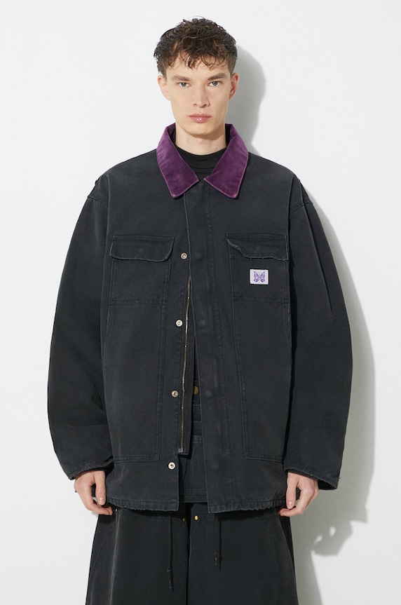 Needles denim jacket Lumberjack Coat with lining black NS157