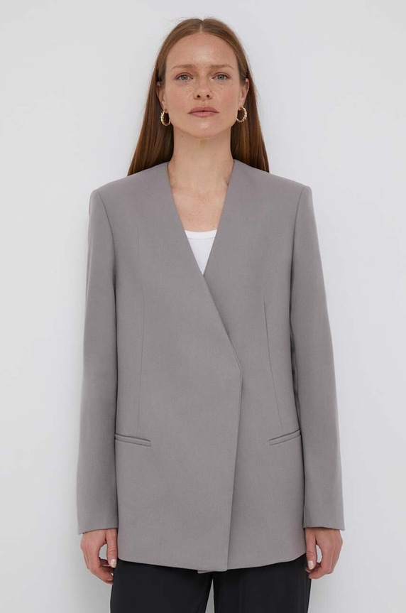 Calvin Klein marynarka wełniana wełna szary K20K205675