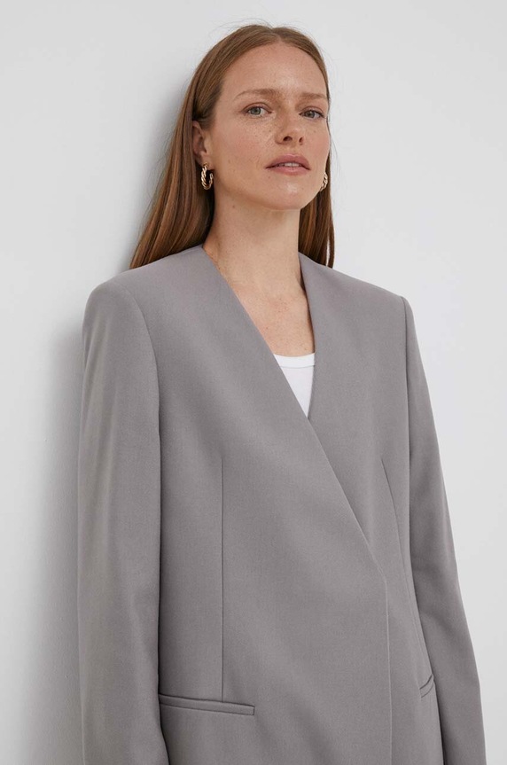 Calvin Klein marynarka wełniana szary K20K205675