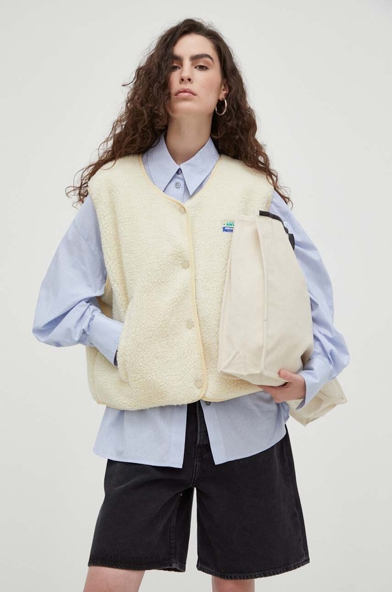 American Vintage bezrękawnik VESTE AMPLE bez kaptura beżowy HOK16BH23