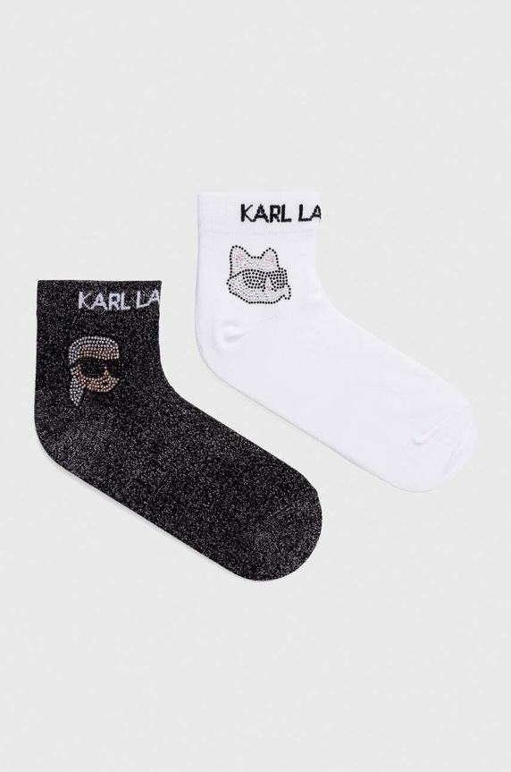 Karl Lagerfeld skarpetki 2-pack aplikacja czarny 236W3907
