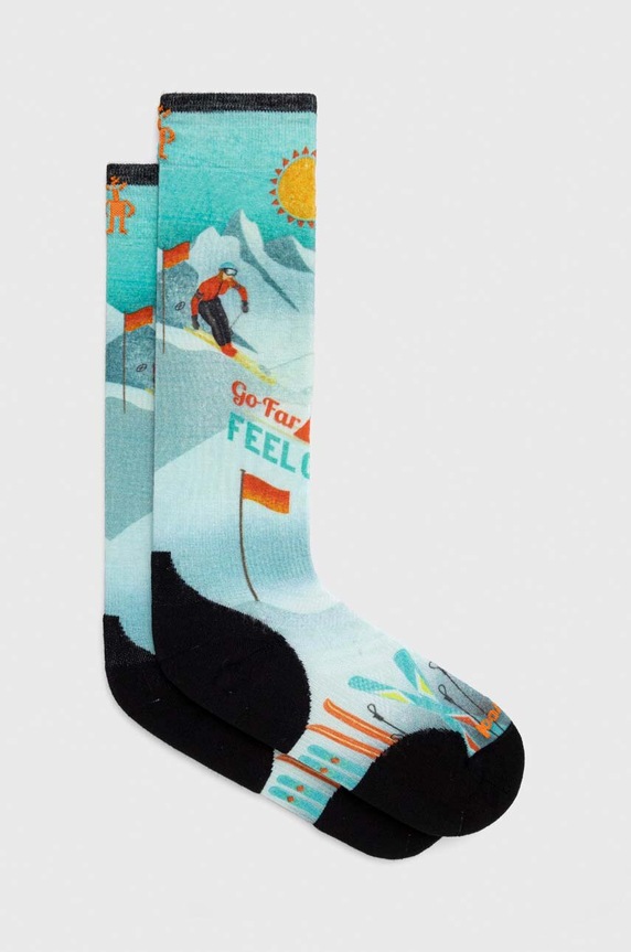 Smartwool skarpety narciarskie Targeted Cushion Snow Bunny Print OTC turkusowy SW002167