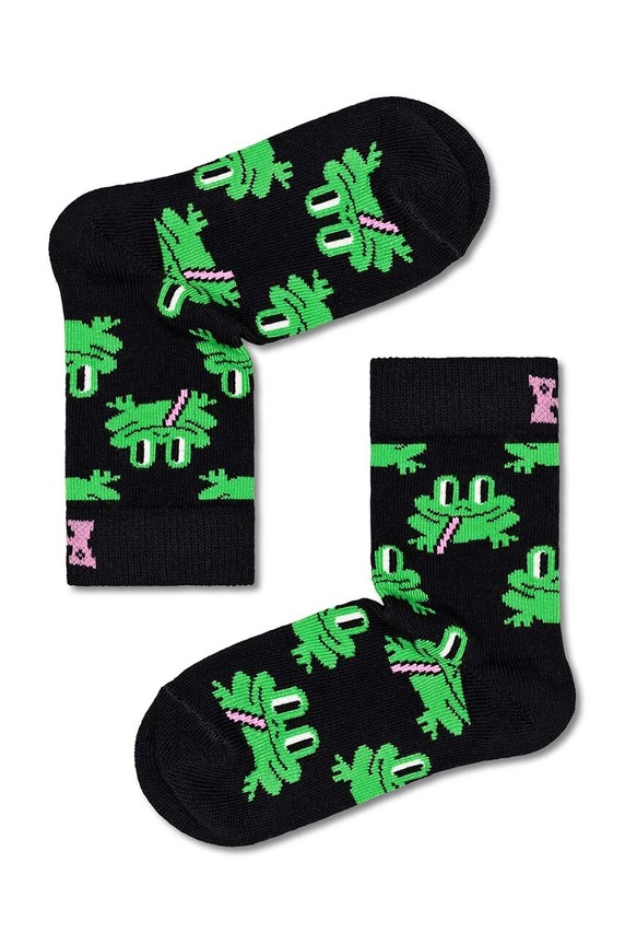 Dječje čarape Happy Socks Frog visoke čarape crna P000022