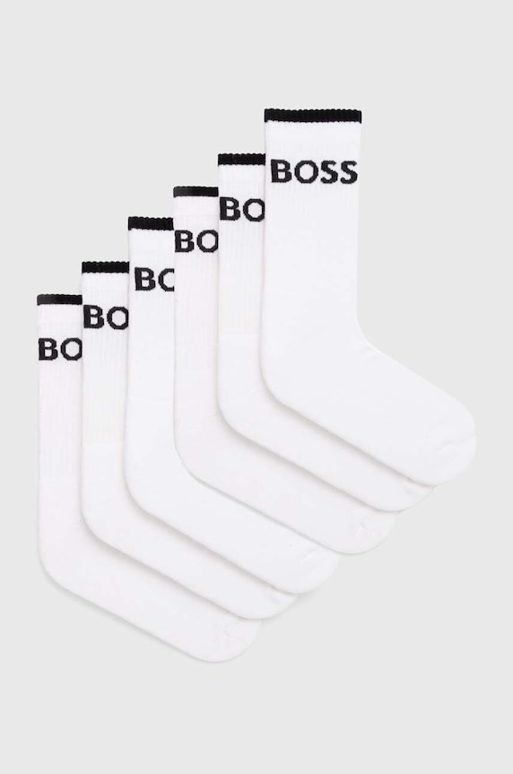 BOSS skarpety męskie 6P QS Stripe CC 6-pack skarpetki długie biały 50510168